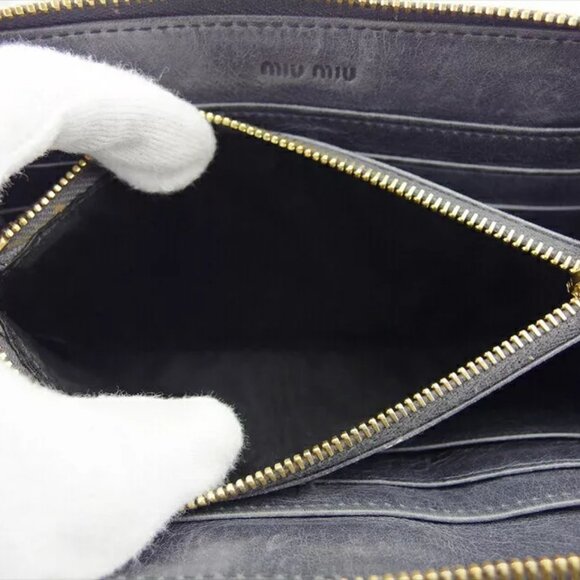 miu miu long wallet Materasse Gray Gray Leather Authentic USED - Picture 6 of 10